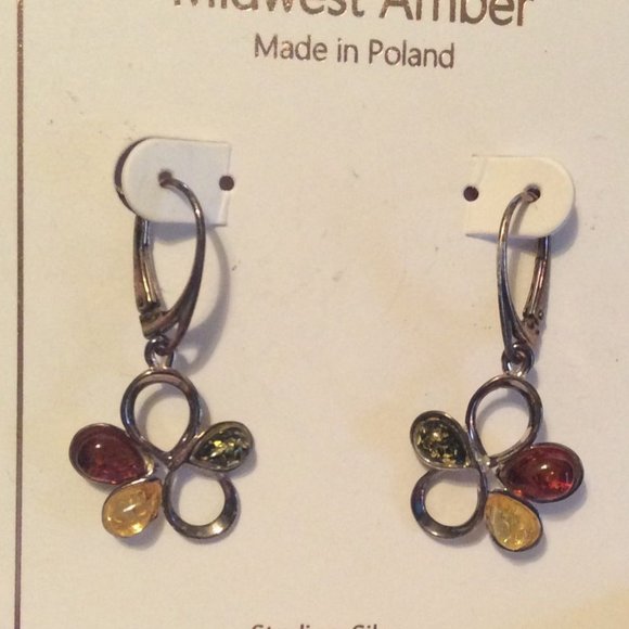 Midwest Amber Jewelry - NIB Midwest Amber Made in Poland Earrings In Sterling Silver/FINAL PRICE